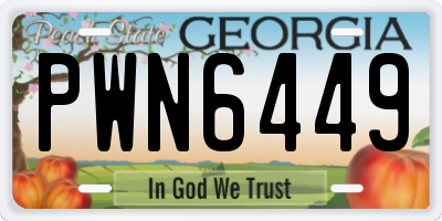 GA license plate PWN6449