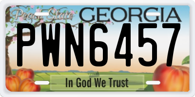 GA license plate PWN6457