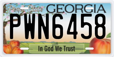 GA license plate PWN6458