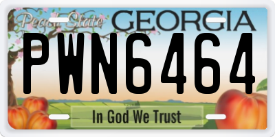 GA license plate PWN6464