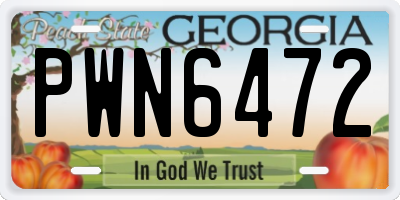 GA license plate PWN6472