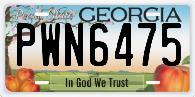 GA license plate PWN6475
