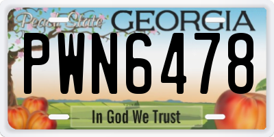 GA license plate PWN6478