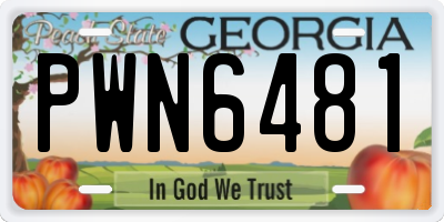 GA license plate PWN6481