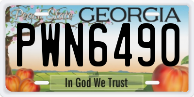 GA license plate PWN6490