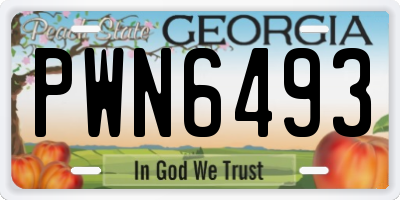 GA license plate PWN6493