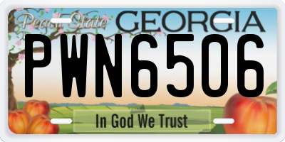 GA license plate PWN6506