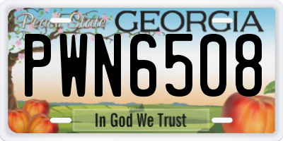 GA license plate PWN6508