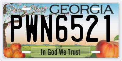 GA license plate PWN6521