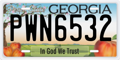 GA license plate PWN6532