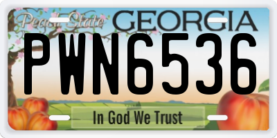 GA license plate PWN6536