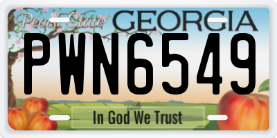 GA license plate PWN6549