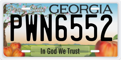 GA license plate PWN6552