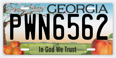 GA license plate PWN6562