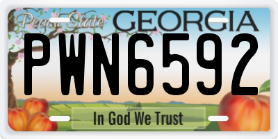 GA license plate PWN6592