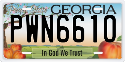 GA license plate PWN6610
