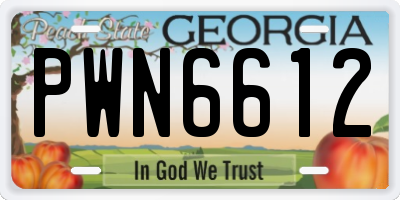 GA license plate PWN6612