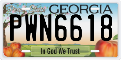 GA license plate PWN6618