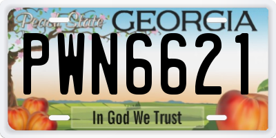 GA license plate PWN6621