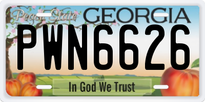 GA license plate PWN6626