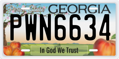 GA license plate PWN6634