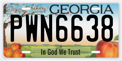 GA license plate PWN6638