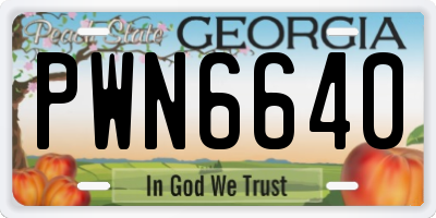 GA license plate PWN6640