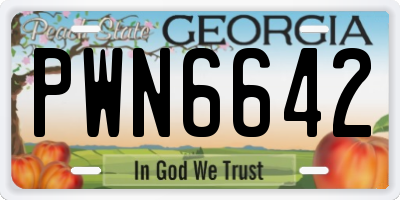 GA license plate PWN6642