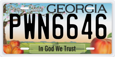 GA license plate PWN6646