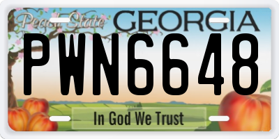 GA license plate PWN6648