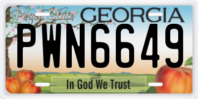 GA license plate PWN6649