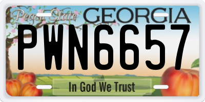 GA license plate PWN6657