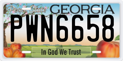 GA license plate PWN6658