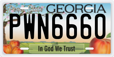 GA license plate PWN6660