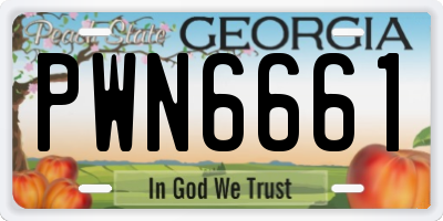 GA license plate PWN6661