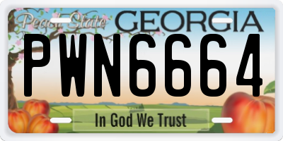 GA license plate PWN6664