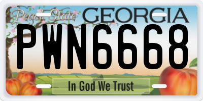 GA license plate PWN6668