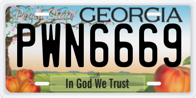 GA license plate PWN6669