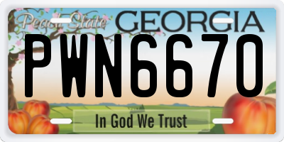 GA license plate PWN6670