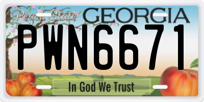 GA license plate PWN6671