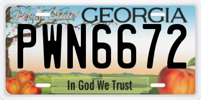 GA license plate PWN6672