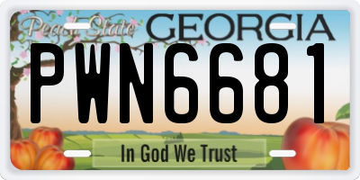 GA license plate PWN6681