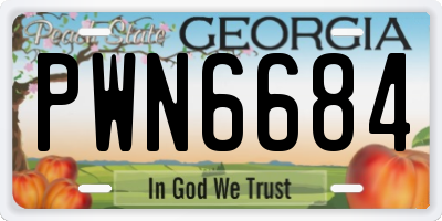 GA license plate PWN6684