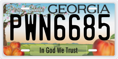 GA license plate PWN6685