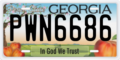 GA license plate PWN6686