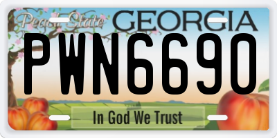GA license plate PWN6690