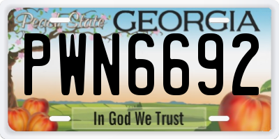 GA license plate PWN6692