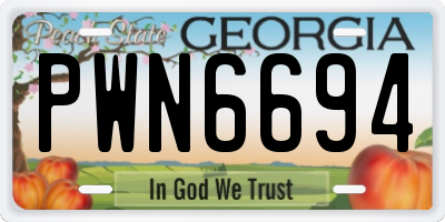 GA license plate PWN6694