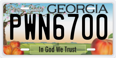 GA license plate PWN6700