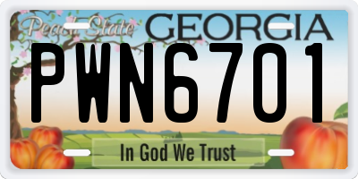GA license plate PWN6701